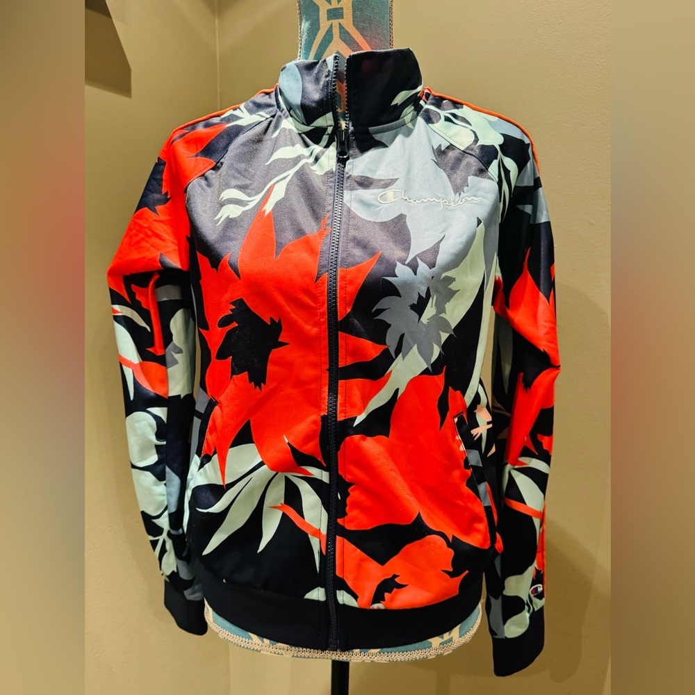 Champion Floral Jacket Full Zip Womens Size Small